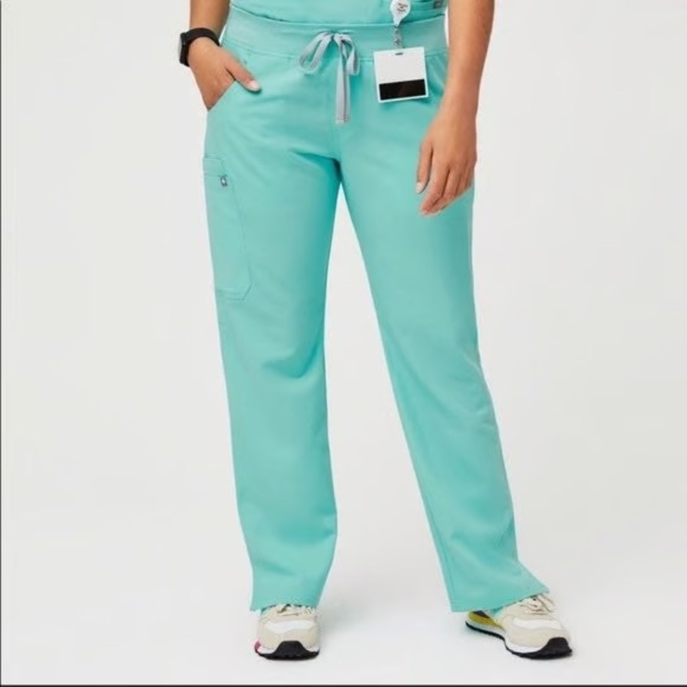 Figs Size M/P (Petite) Yola (Not High-Waisted) Scrub Pants - Aqua